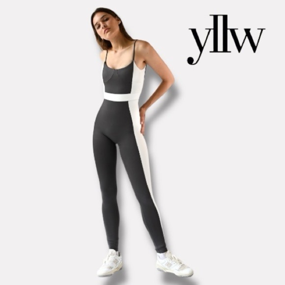 Yellow The Label Pants - Yellow The Label Mackenzie Belted Bodysuit in Charcoal Grey- Size Small